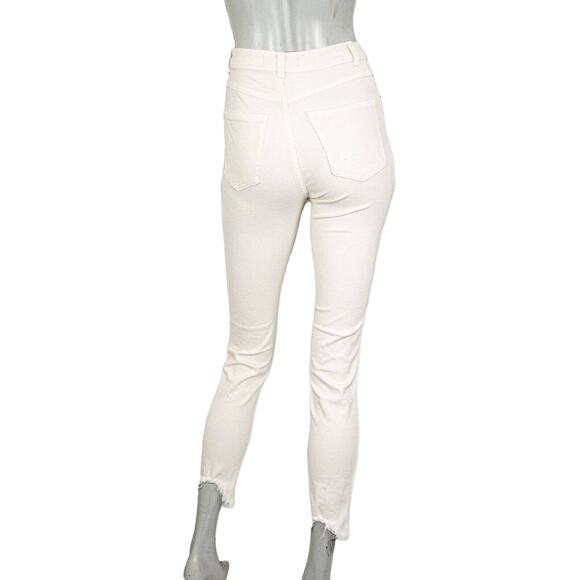 RACHEL COMEY Women's High Waist Jeans Light Beige Fray Ankle Size 0 - Picture 3 of 11